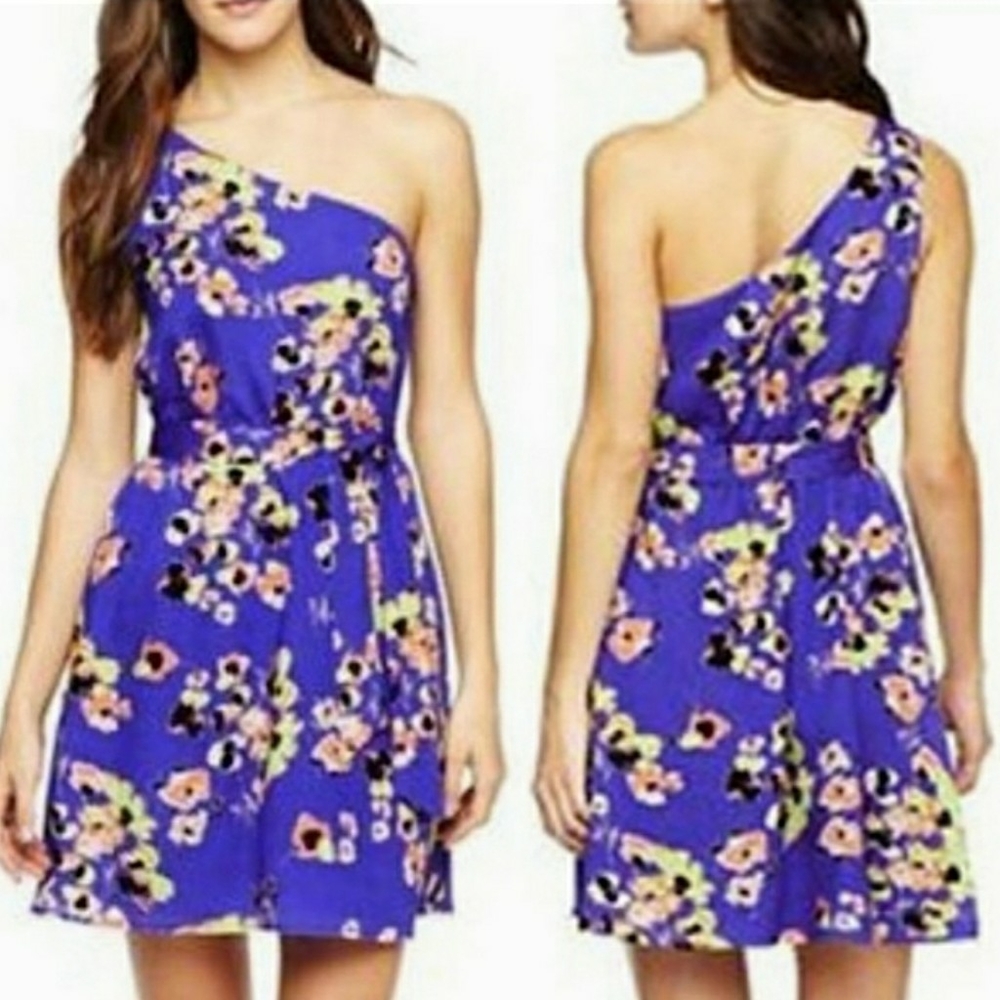 MAC+JAC Floral Print One Shoulder Bow Tie Dress Medium